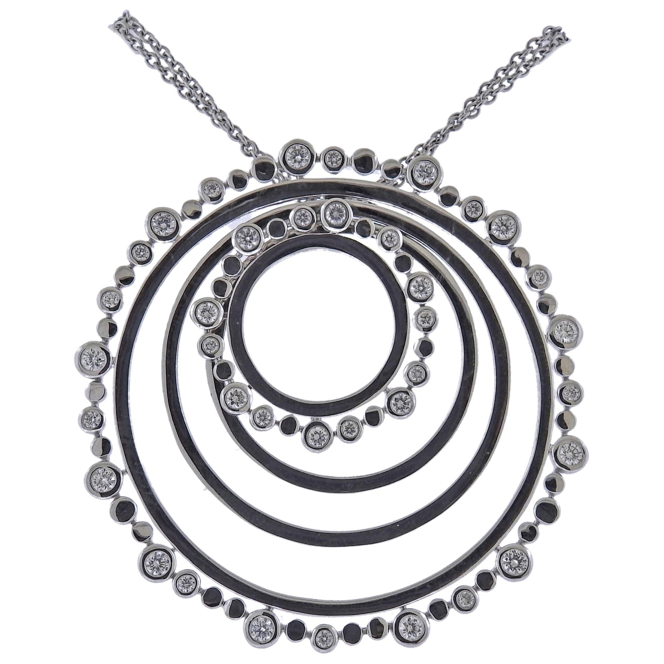 Bucherer Gold Diamond Large Circle Pendant Necklace