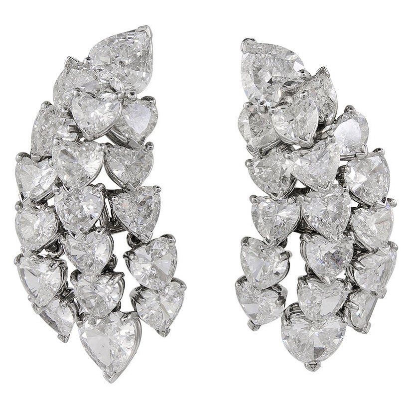 Diamond Platinum Two-Stone Earrings at 1stDibs