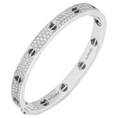 Cartier White Gold Pave Diamond & Ceramic Love Bracelet N6032420