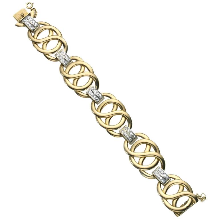 Diamond Gold Link Bracelet at 1stDibs