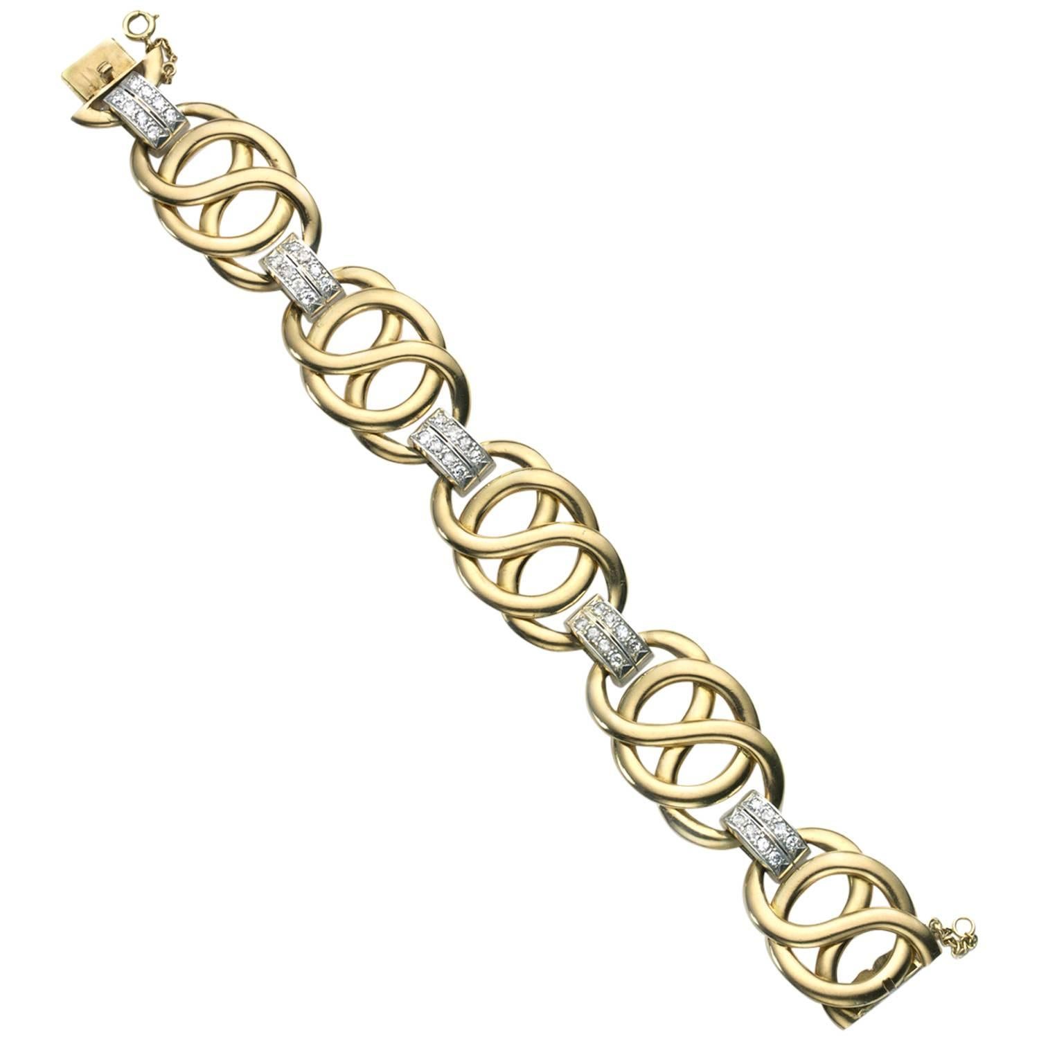 Diamond Gold Link Bracelet 