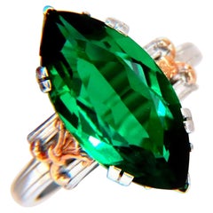 5.55ct Lab Emerald Victorian Royale Solitaire Ring 14kt
