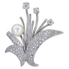 Vintage Pearl & Diamond Bouquet Brooch