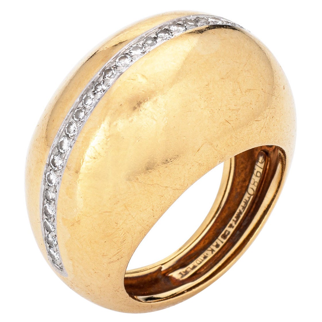 1980 Tiffany & Co Diamond Dome Ring Paloma Picasso Vintage 18k Gold Platinum 5