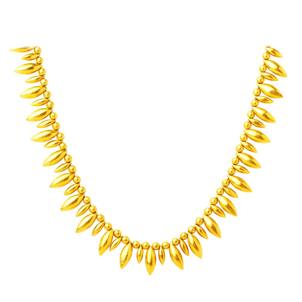 Handcrafted 24K Gold Wheat Grain Necklace