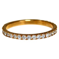 Bague à anneau plat en diamants ronds naturels de 0,40 carat serti de perles en or 14 carats