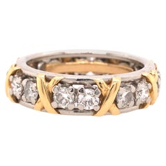 Tiffany & Co. Schlumberger 16 Diamond Eternity Band in 18K Yellow Gold Platinum