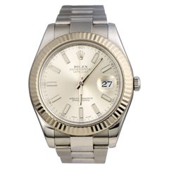 Rolex Datejust Ref. 116334 Flutted Bezel Silver Dial Watch