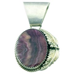 Navajo Sterling Silver Purple Spiny Oyster Pendant by Gary Sanchez