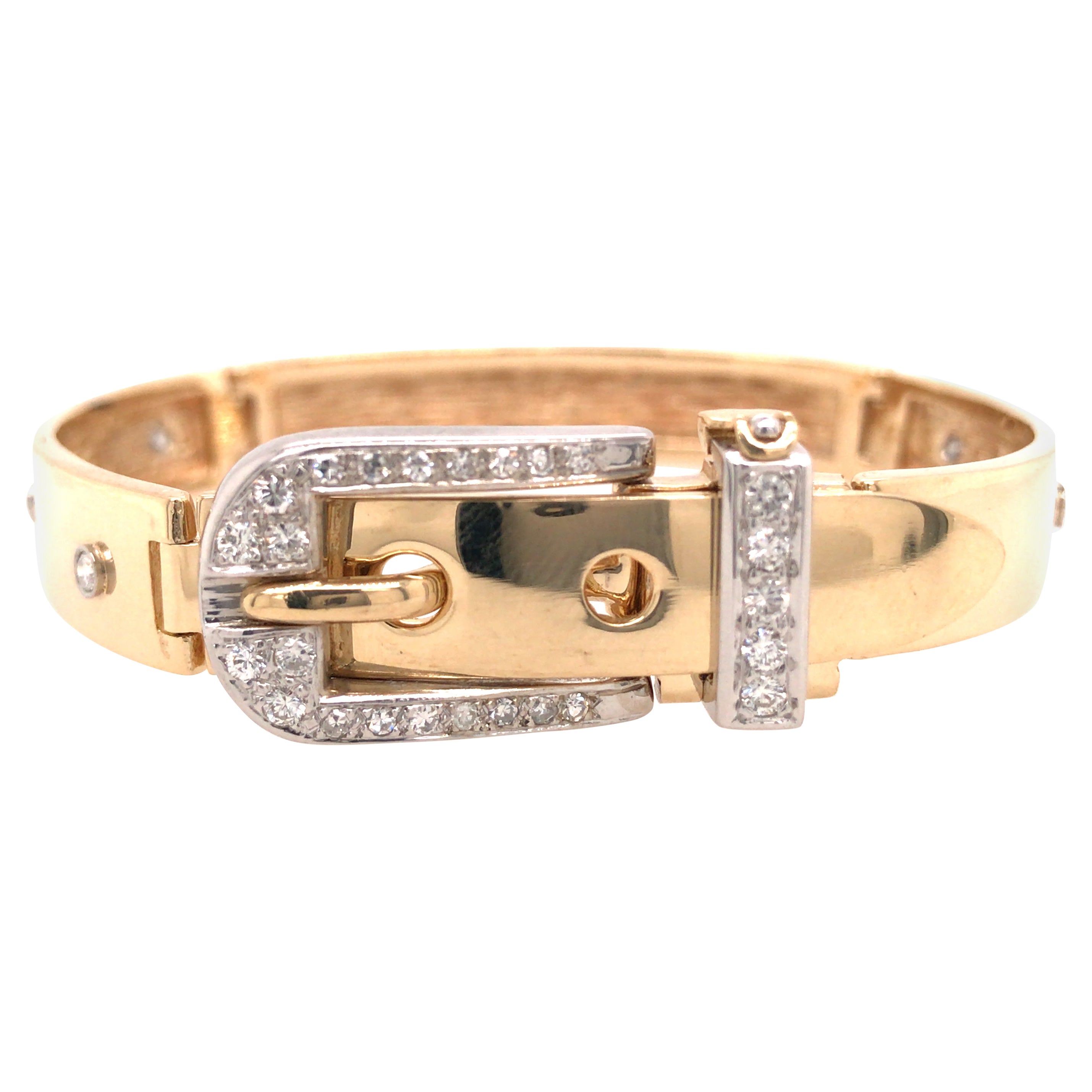 14K Hammerman Brothers Diamond Buckle Bracelet Two-Tone Gold