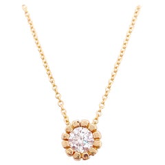 Diamond Solitaire Necklace, Yellow Gold, Round Brilliant Diamond Pendant Star