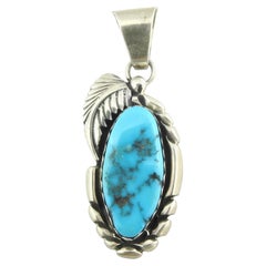 Native American M. Tsosie Sterling Silver Turquoise Pendant