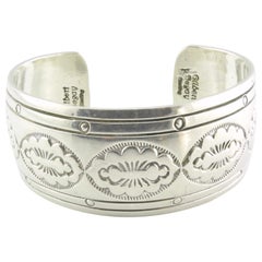 Native American Gilbert Begay Sterling Silver Stamped Cuff Bracelet