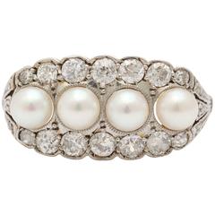 Edwardian Pearl and Diamond Ring 