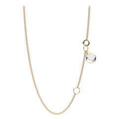 18k Solid Yellow Gold Minimalist Dainty Gold Link Chain with Rock Crystal