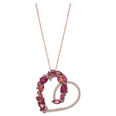 LeVian 14K Rose Gold Rhodolite Garnet, Tourmaline & White Topaz Pendant Necklace