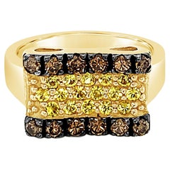 Le Vian Ring with Yellow Sapphire, Chocolate Diamonds Set in 14 Karat Honey Gold