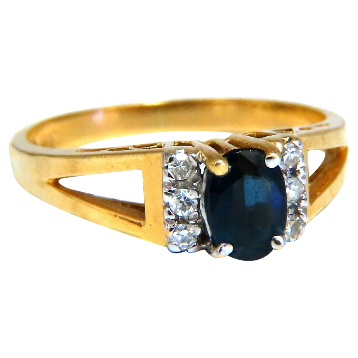 .92ct Natural Oval Blue Sapphire Diamonds Ring 14kt