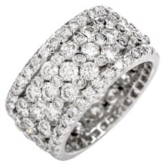 Estate Diamond Wide 18K Eternity Wedding Band Ring 