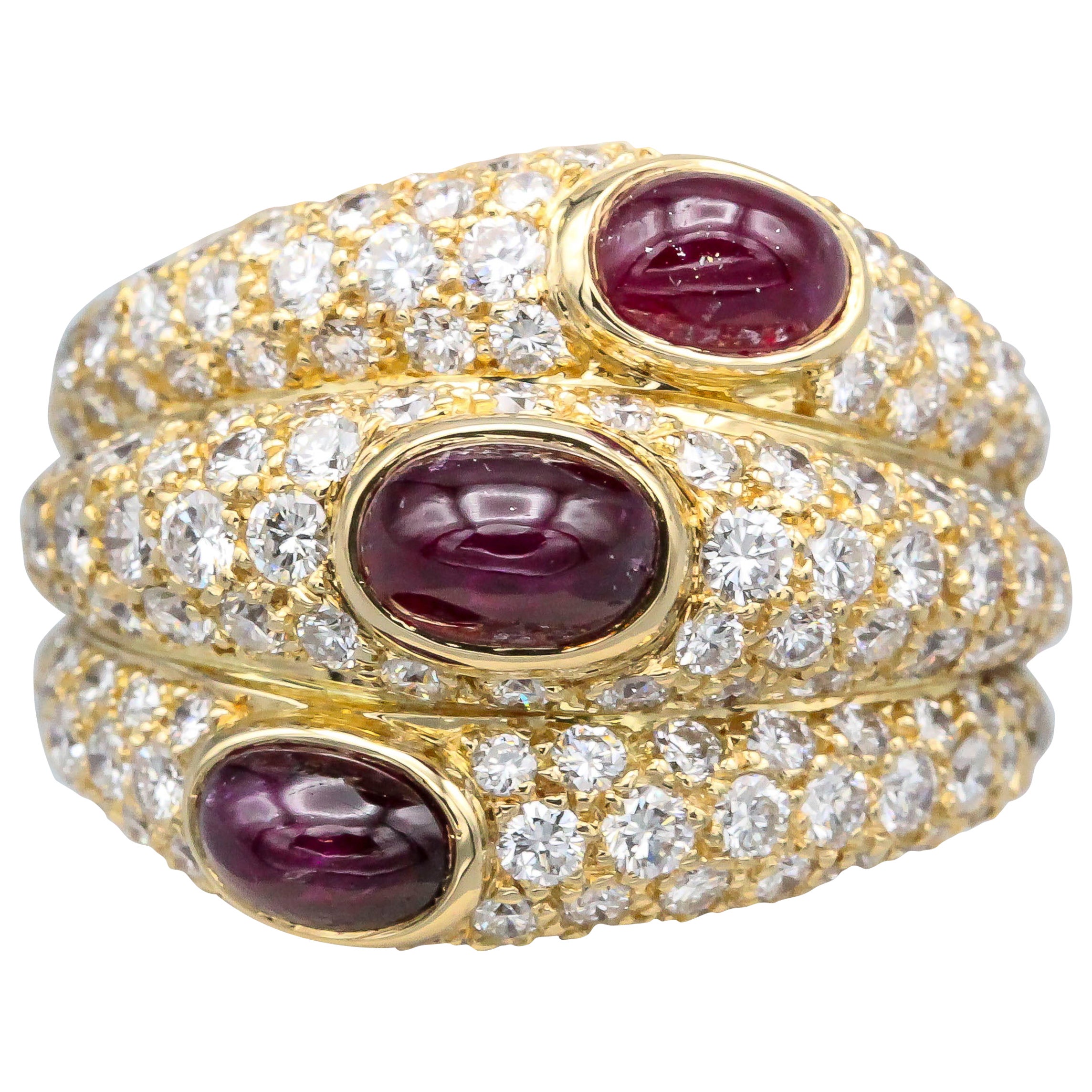 CARTIER Diamond Gold Dome Ring For Sale at 1stDibs