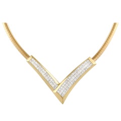 LB Exclusive 18K Yellow Gold 5.00 Ct Diamond V Shaped Necklace