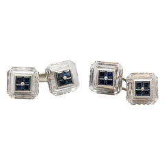 Boucheron Sapphire Rock Crystal and 18 Karat Gold Cufflinks