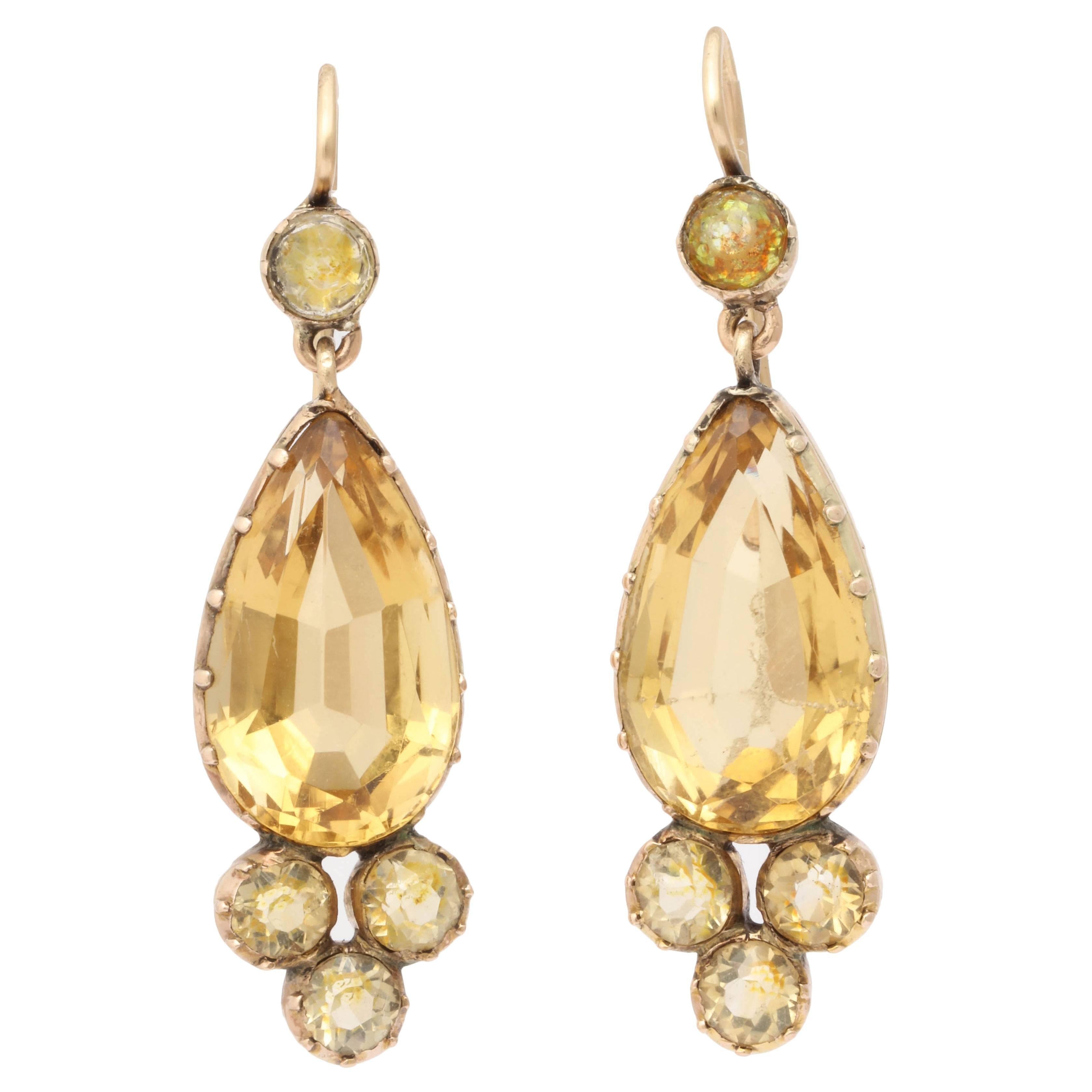 Victorian Gold and Citrine Earrings For Sale