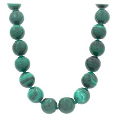 14 Karat Yellow Gold Beaded Malachite Necklace