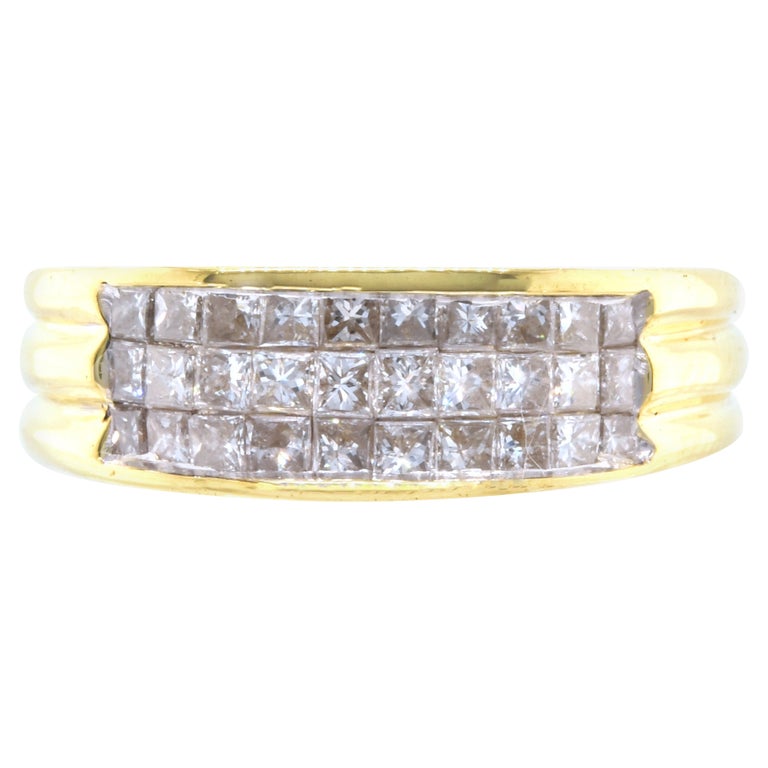 18 Karat Yellow Gold Invisible Set Diamond Band For Sale at 1stDibs