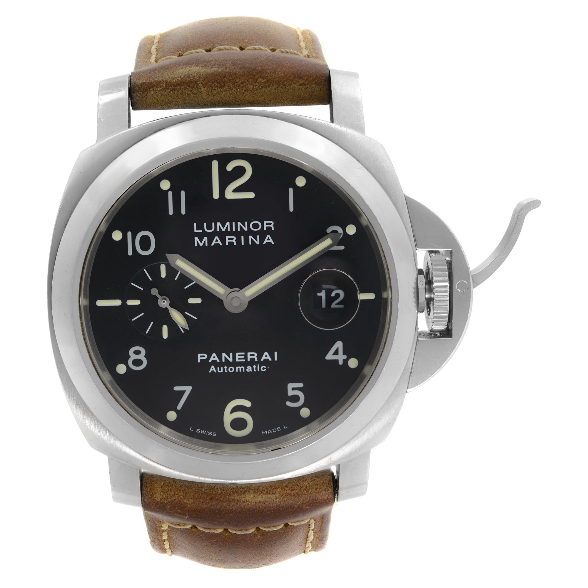 Panerai Luminor Marina Steel Black Dial Mens Automatic Watch PAM00164