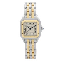 Cartier Panthere 26 18K Yellow Gold Steel Cream Dial Ladies Quartz Watch 183949