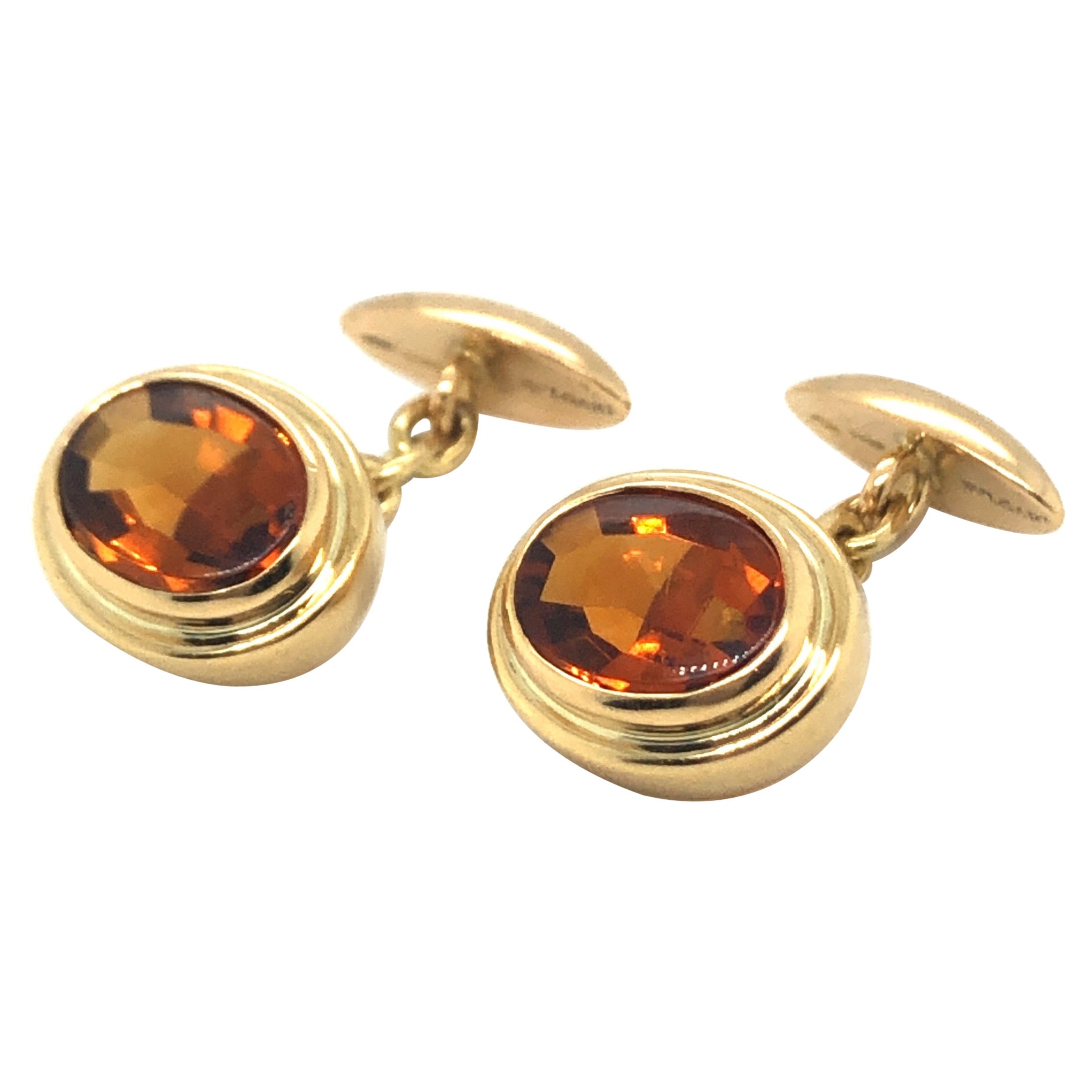 Bvlgari 18 Karat Yellow Gold and Citrine Chain Link Cufflinks