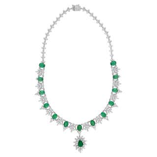 Emerald and Diamond Necklace For Sale at 1stDibs | diamond necklace for ...
