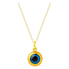 Handcrafted 24K Gold Evil Eye Pendant with Diamonds