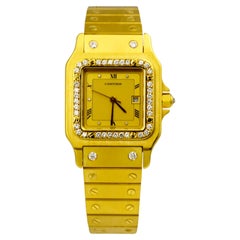 Cartier Santos Galbee Diamant 18k Gelbgold Uhr
