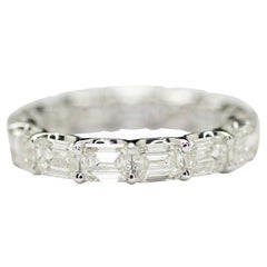 GIA Certified Emerald Cut Eternity Ring Set in 18k White Gold
