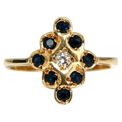 .50ct Natural Blue Sapphires Diamond Ring 14kt Deco