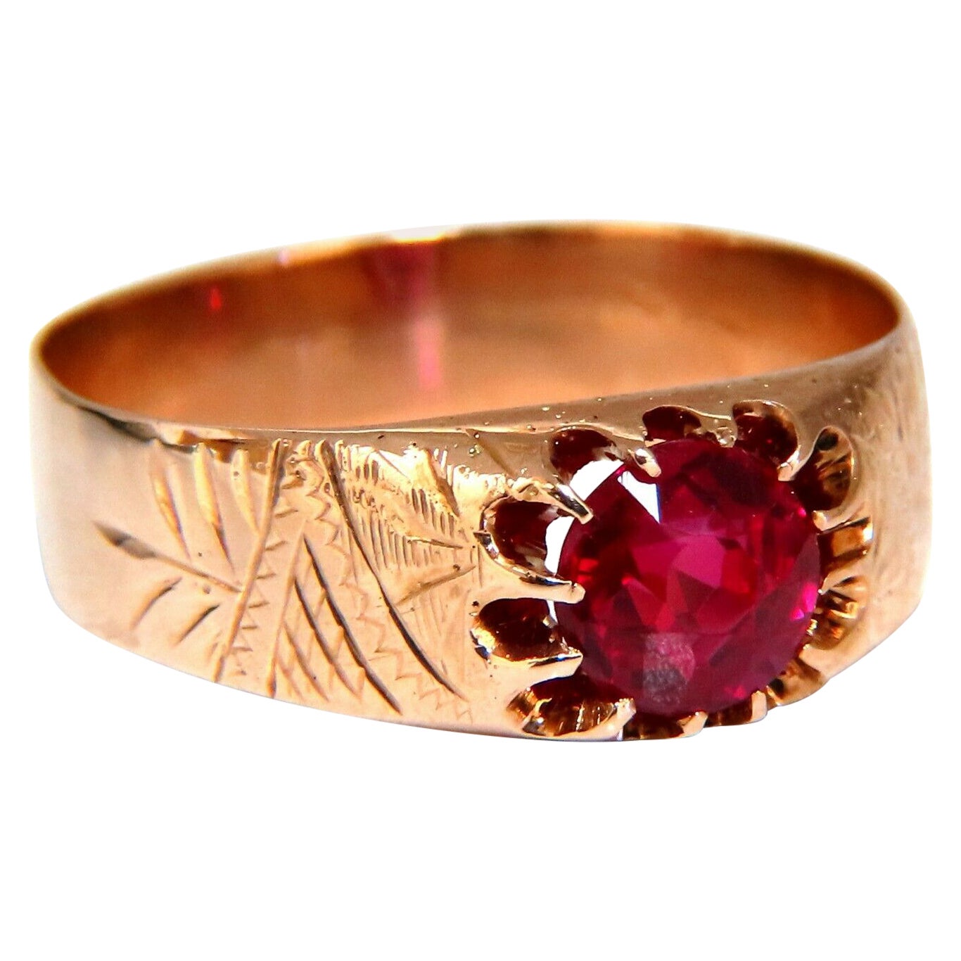 2ct Lab Ruby Vintage European Ring 14kt For Sale