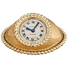 Retro Cartier London Yellow Gold Mid-Century Clock Brooch