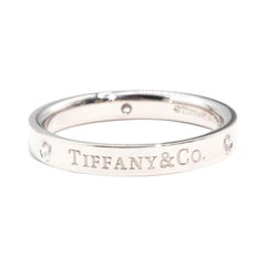Used Tiffany & Co Platinum and Round Brilliant Cut Diamond Band Ring with Box