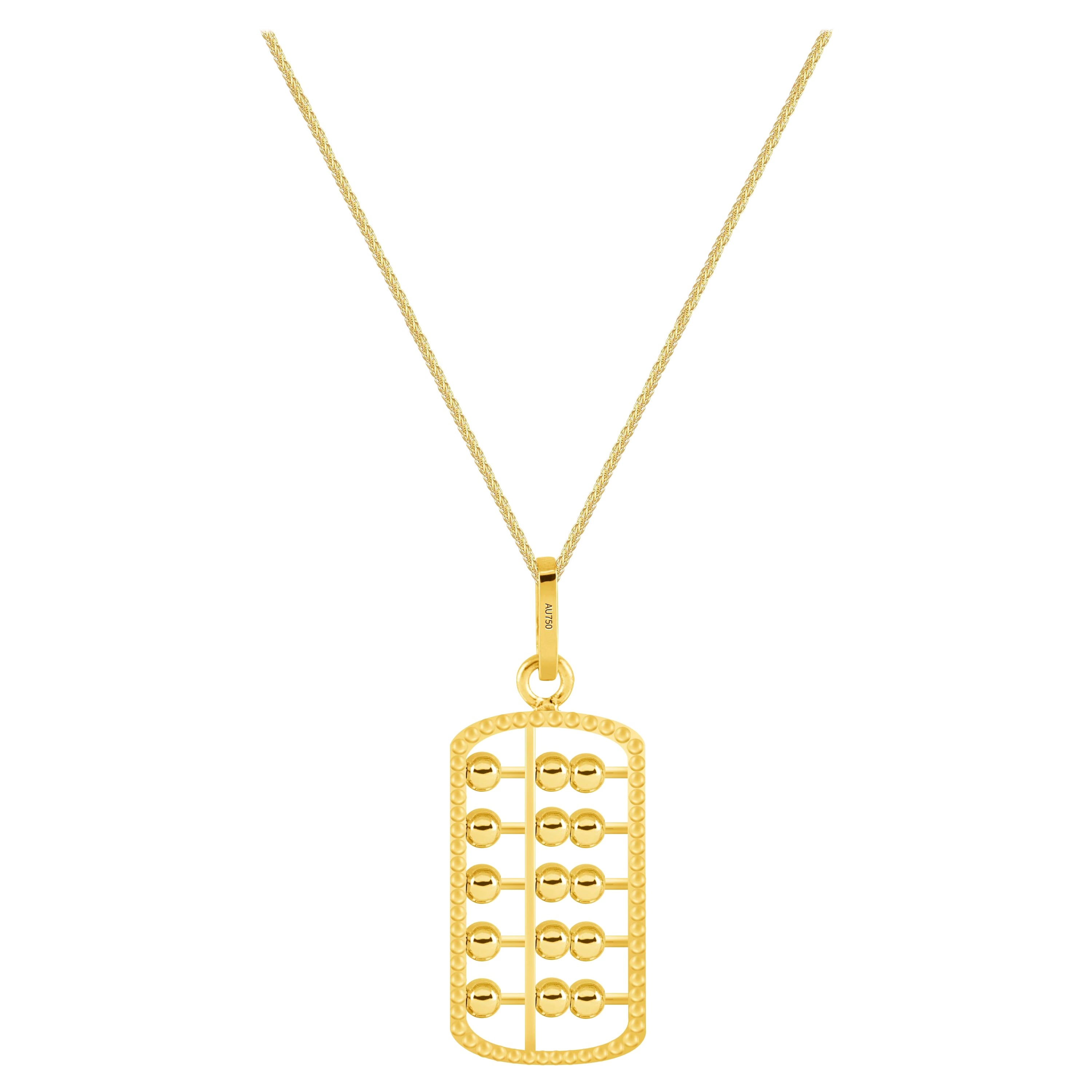 18 Karat Yellow Gold Pendant with Necklace For Sale
