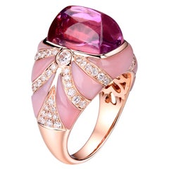 Sugar Loaf Pink Tourmaline Pink Opal Dome Ring