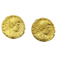 Ancient Coins 24K Gold Plate Silver Contemporary Modern Earrings