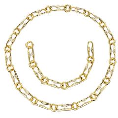 1980 Mauboussin Diamond Gold Necklace And Bracelet 