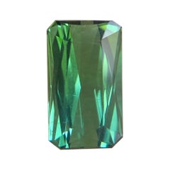 Fine Vivid Blue Green Tourmaline 0.88ct Fancy Scissor Emerald Cut