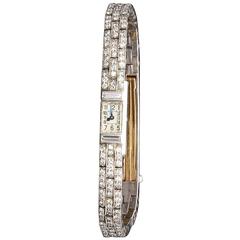Antique Cartier Lady's Platinum White Gold Diamond Wristwatch 