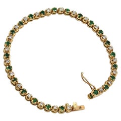 Retro Emerald and Diamond Bracelet in 14K Yellow Gold