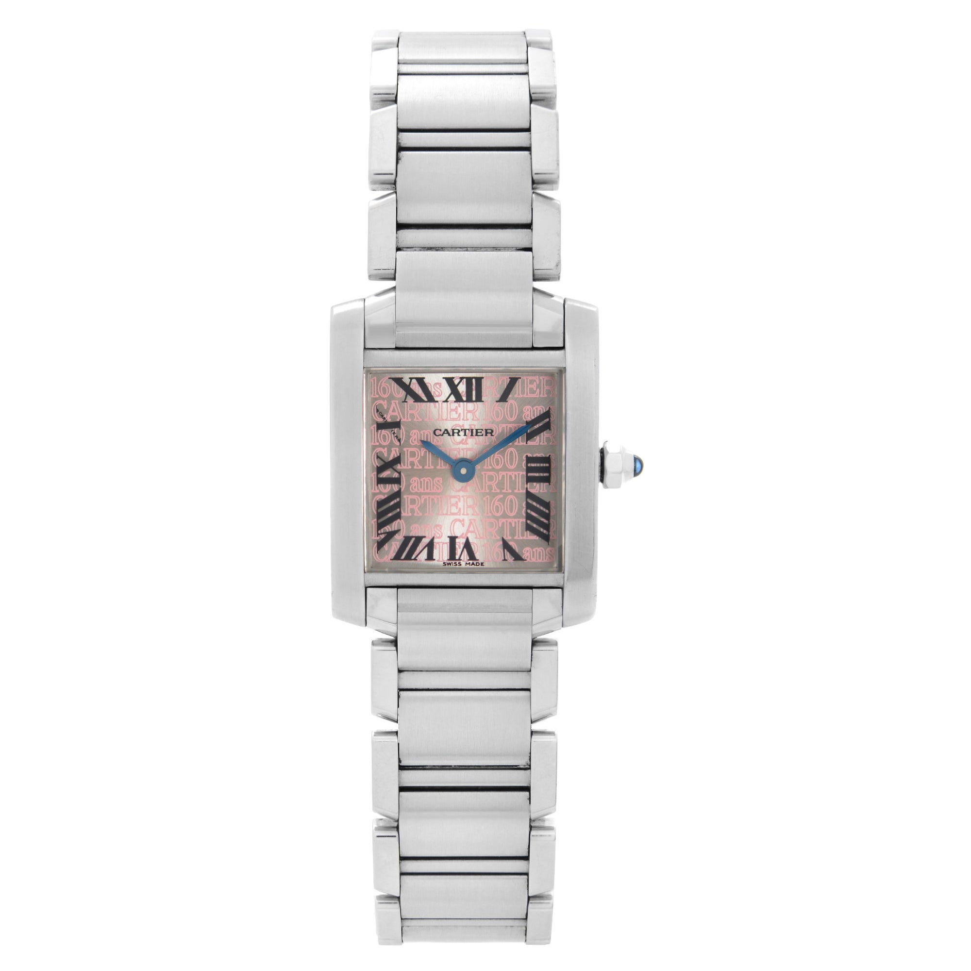 Cartier Tank Francaise 160th Anniversary Steel Pink Dial Ladies Watch 2384