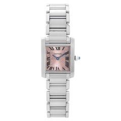 Cartier Tank Francaise 160th Anniversary Steel Pink Dial Ladies Watch 2384