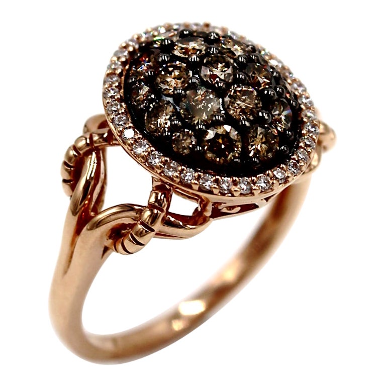 Le Vian Chocolate Diamond Ring in 14K Pink Gold For Sale